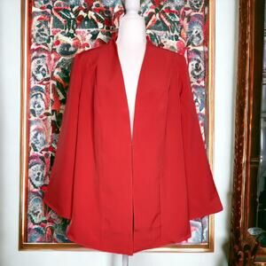 Jessica London Flare Sleeve Collarless Blazer Red Size 14W